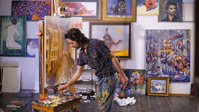 painter in art studio